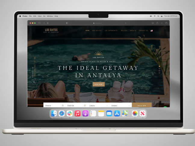 LOS Suites — otel web sitesi, marka tasarımı, video, menü uygulaması, fuarlar ve iş geliştirme, Tesla Kafa tarafından