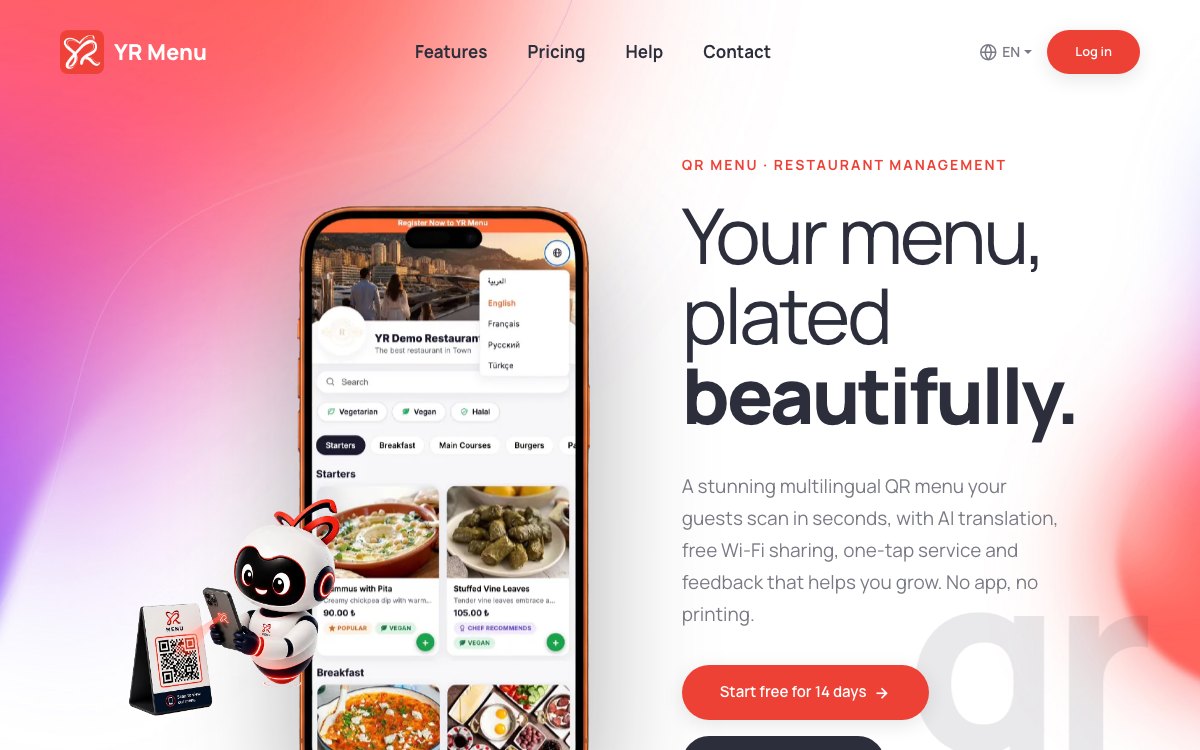 YR Menu — the multilingual QR menu for modern restaurants